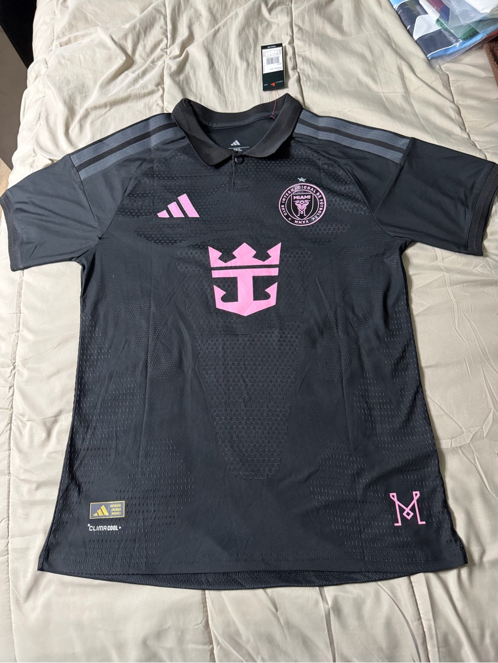 Adidas Men’s Black Miami CF Pink Crest Soccer Polo
